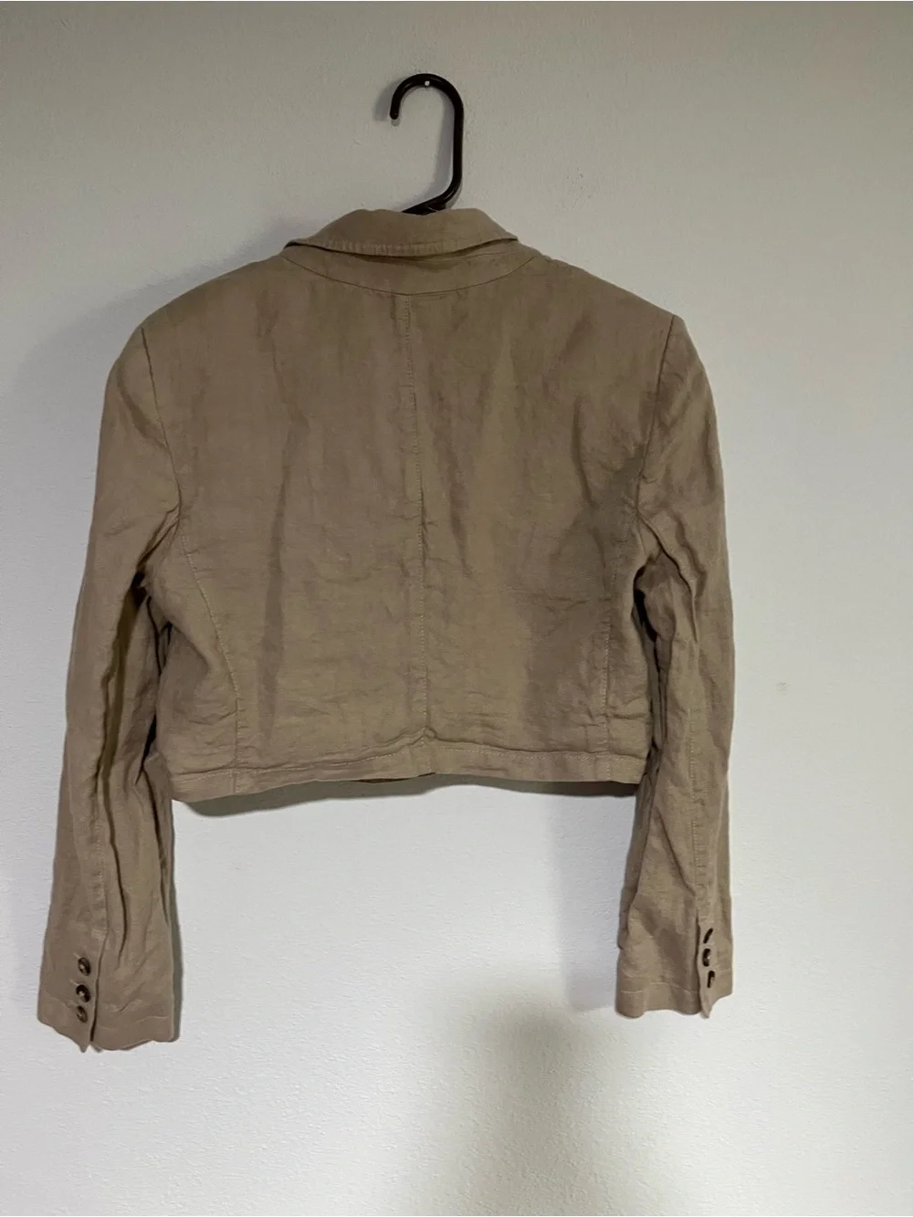 Free People Beige Linen-Blend Tailored Blazer size 10